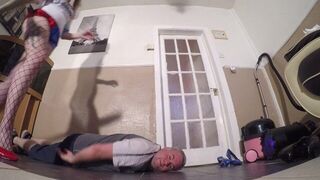 Harley Quinn Head Trample Dance In Red Heels Floor Cam - porn video
